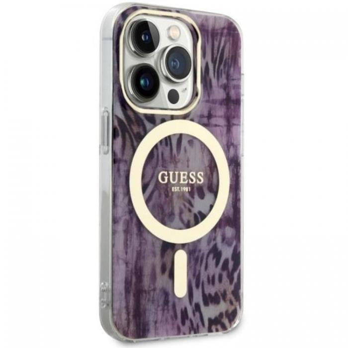Guess - Guess iPhone 14 Pro Max Mobilskal MagSafe Leopard - Rosa