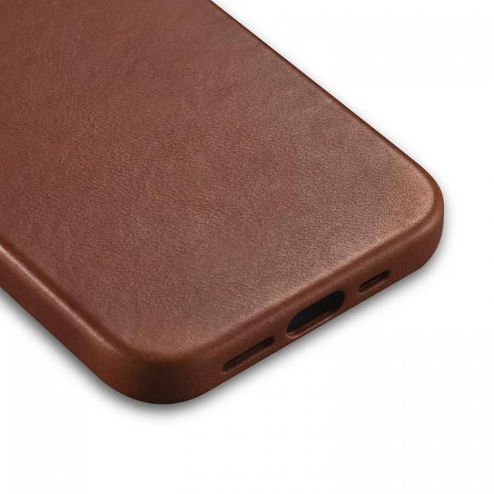 UTGATT1 - iCarer iPhone 14 Pro Max Skal Magsafe kta Lder Oil Wax - Rdbrun
