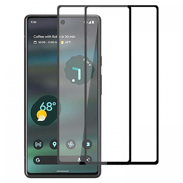 A-One Brand - [2-Pack] Google Pixel 6a Hrdat Glas Skrmskydd Full Glue - Svart