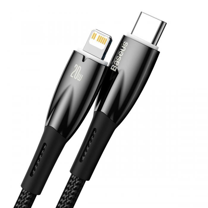 BASEUS - Baseus USB-C till Lightning kabel 1m Glimmer 20W - Svart