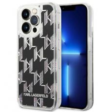 KARL LAGERFELD - Karl Lagerfeld iPhone 14 Pro Skal Liquid Glitter Monogram - Svart