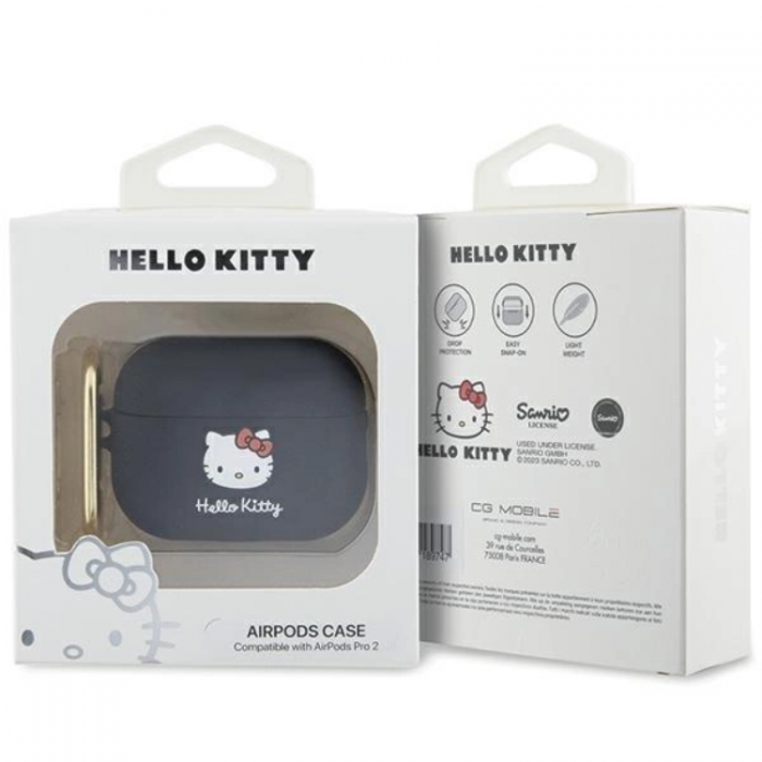 Hello Kitty - Hello Kitty AirPods Pro 2 (2022/2023) Skal Silikon 3D Kitty Head - Svart