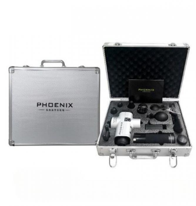 A-One Brand - Phoenix Massagepistol A1 med 9 Massagehuvuden 2400mAh - Svart