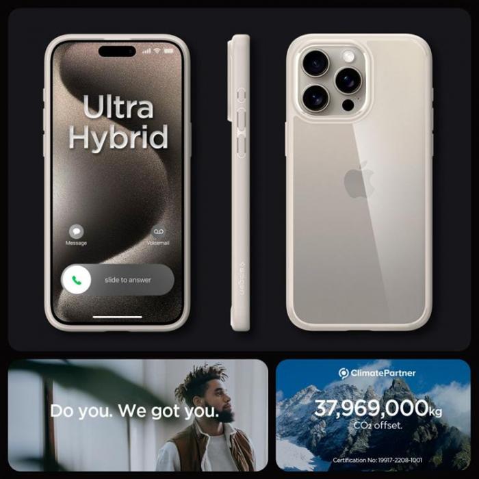 Spigen - Spigen iPhone 15 Pro Mobilskal Ultra Hybrid - Natural Titanium