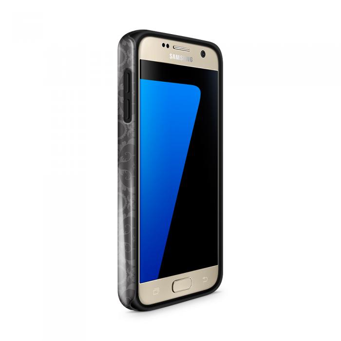 UTGATT5 - Tough mobilskal till Samsung Galaxy S7 - Mnstrad tapet - Svart/Gr