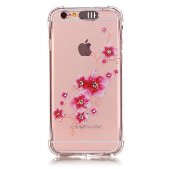 A-One Brand - Blinkande Flexiskal till Apple iPhone 6(S) Plus - Rosa Blommor