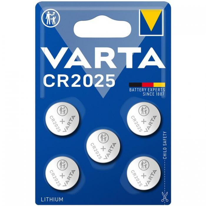 UTGATT1 - Varta 5-pack CR2025 Lithium Knappcellsbatteri 3V