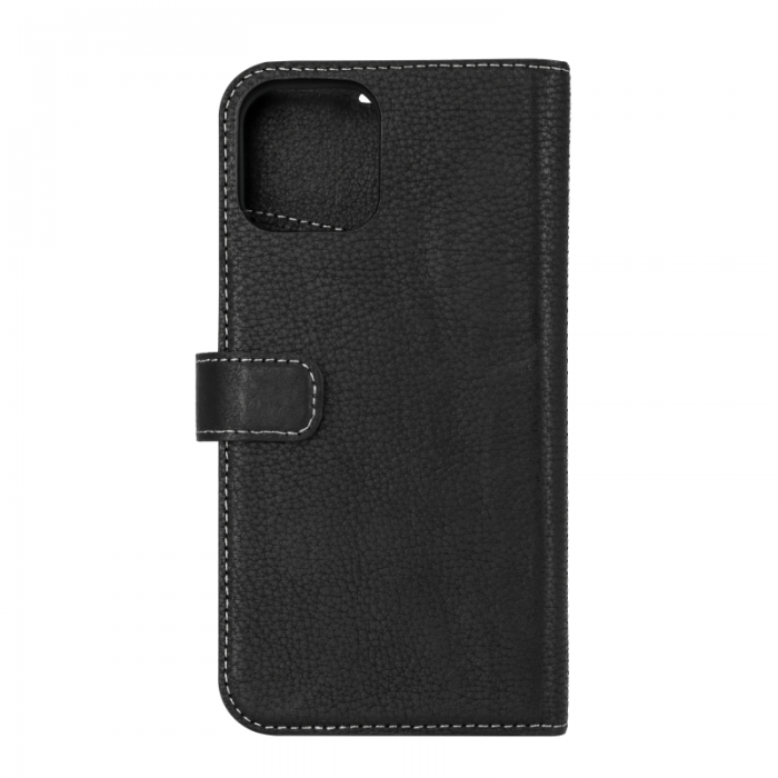 UTGATT1 - Essentials - Leather Avtagbart Plnboksfodral iPhone 12 & 12 Pro - Svart