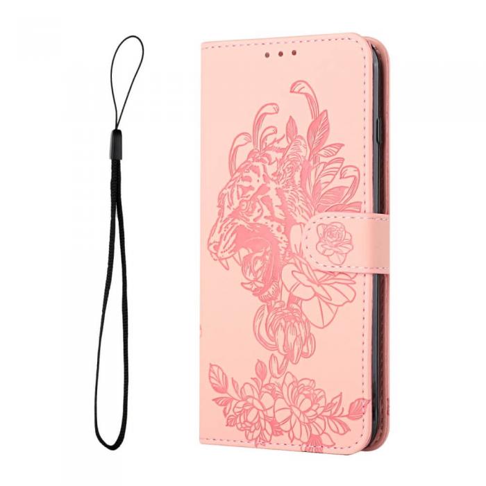A-One Brand - Tiger Flower Plnboksfodral till iPhone 12 & 12 Pro - Rosa