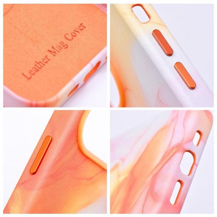 A-One Brand - iPhone 13 Magsafe Mobilskal Lder - Orange Splash