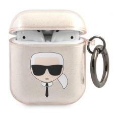 KARL LAGERFELD - Karl Lagerfeld Skal Glitter Karl`s Head Airpods - Guld