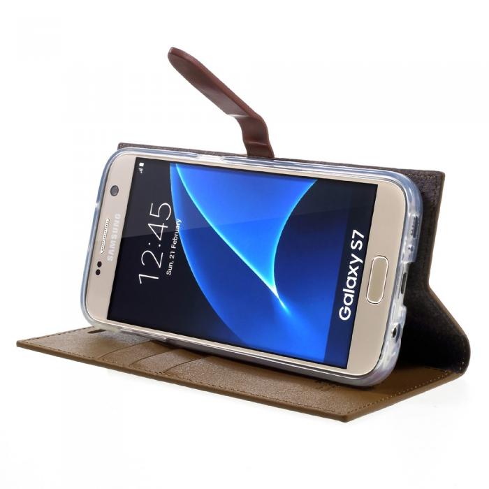 UTGATT5 - Mercury Romance Plnboksfodral till Samsung Galaxy S7 - Brun