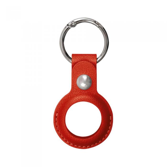 UTGATT5 - XQISIT Faux Leather Keyring till AirTag red