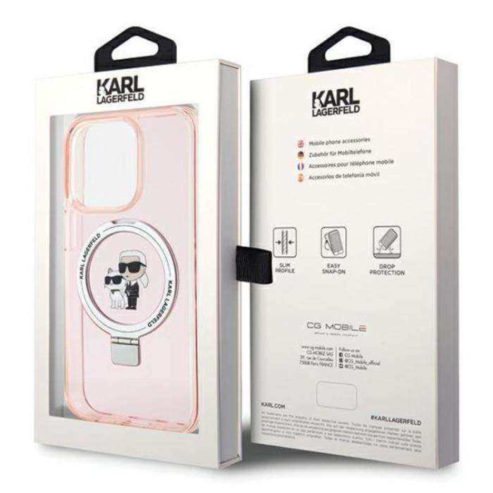 KARL LAGERFELD - KARL LAGERFELD iPhone 15 Pro Max Mobilskal MagSafe Ringstll - Rosa