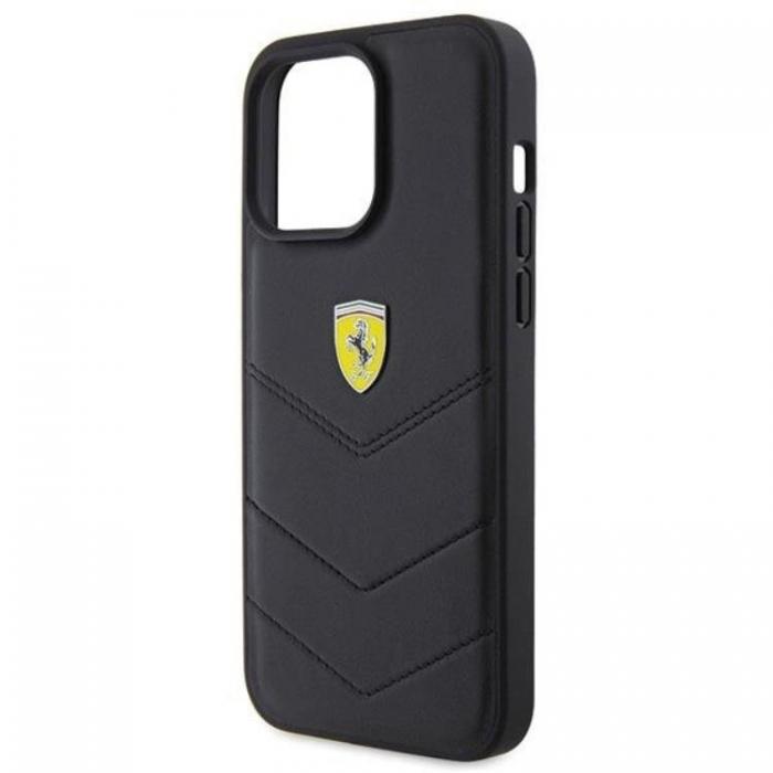 Ferrari - Ferrari iPhone 15 Pro Mobilskal Quilted Metal Logo - Svart