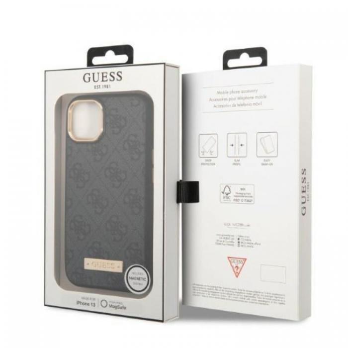 Guess - Guess iPhone 13 Mobilskal MagSafe 4G Logo Plate - Svart