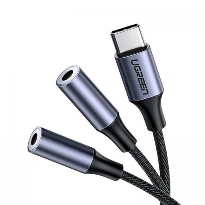 UTGATT1 - Ugreen adapter USB-C 2x 3.5 mm Mini Jack - Svart