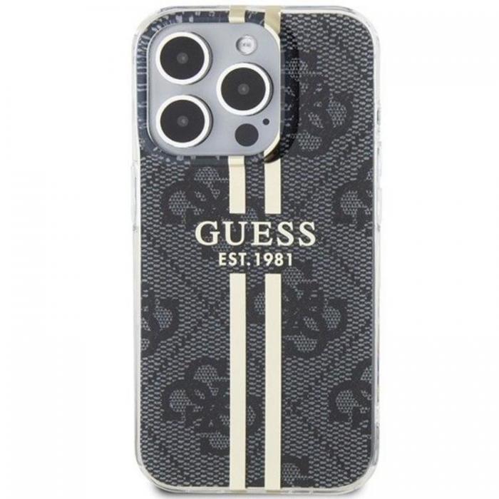 Guess - Guess iPhone 15 Pro Max Mobilskal 4G Gold Stripes - Svart