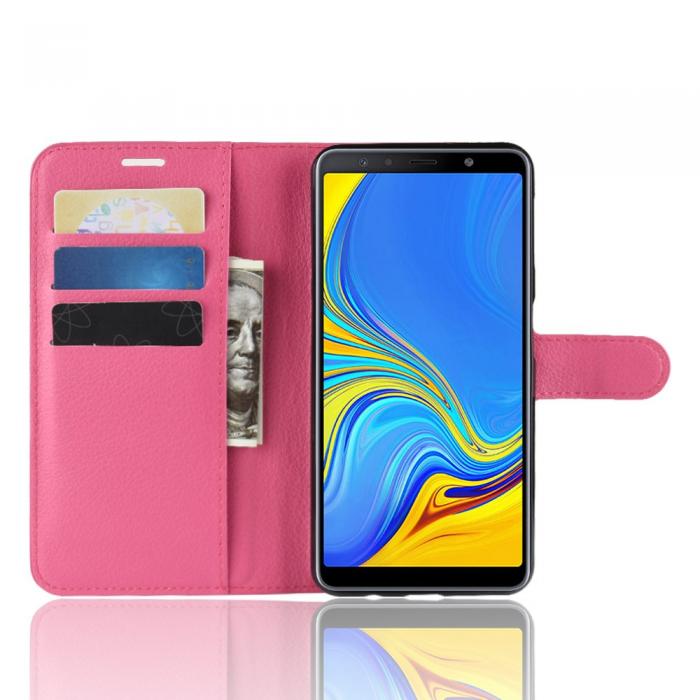 UTGATT4 - Litchi Plnboksfodral fr Samsung Galaxy A7 2018 - Rosa