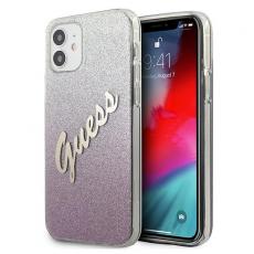 Guess - Guess Skal iPhone 12 Mini Glitter Gradient Script - Rosa