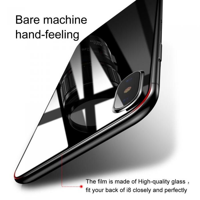 UTGATT5 - 0.3mm Tempered Glass Baksideskydd till Apple iPhone X - Svart
