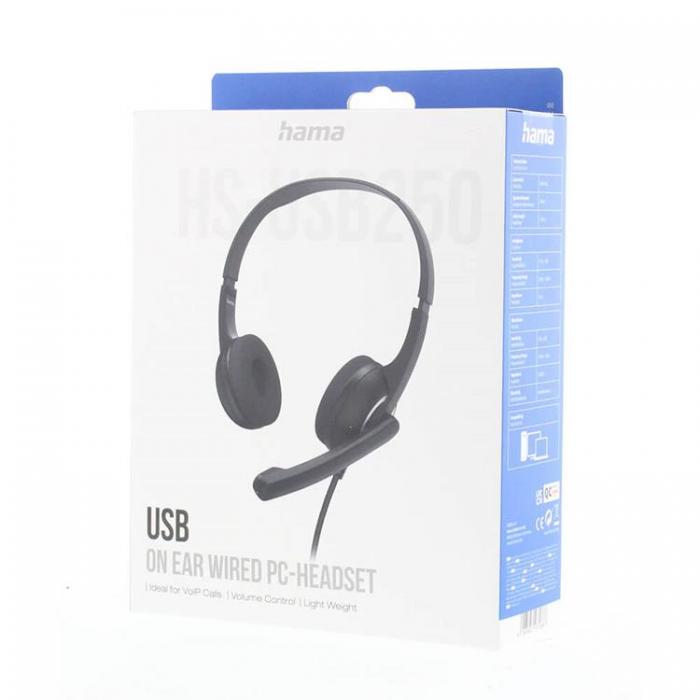 UTGATT1 - Hama Headset PC Office Stereo On-Ear HS-USB250 V2 - Svart