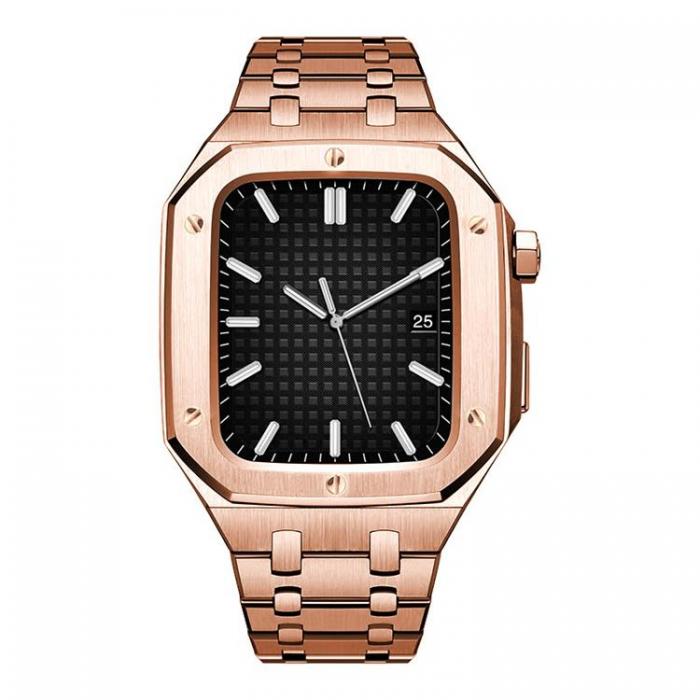 A-One Brand - Apple Watch 4/5/6/7/8/SE (44/45mm) Luxury Band Armor Stainless Steel - Rosa Guld