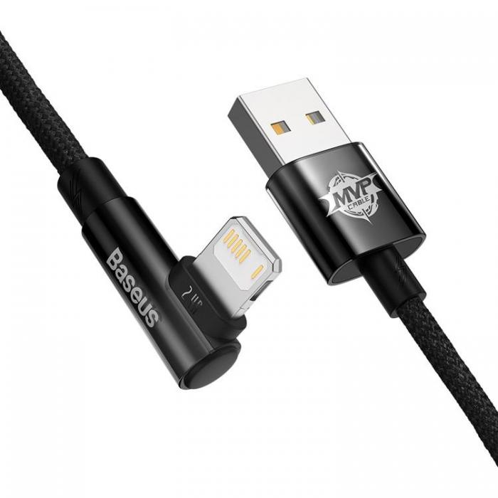 BASEUS - Baseus Elbow USB Till Lightning Kabel 2m - Svart