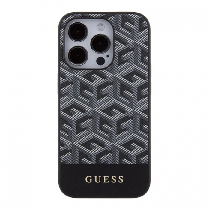Guess - Guess iPhone 15 Pro Mobilskal Magsafe GCube Stripes - Svart