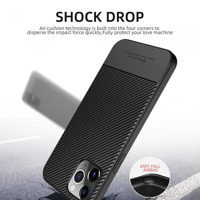 iPaky - IPAKY Carbon Fiber Skal iPhone 12 Mini - Svart