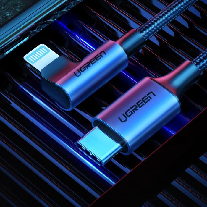 UTGATT5 - UGreen MFI Elbow USB Type C - lightning Kabel 3 A 1 m Gr