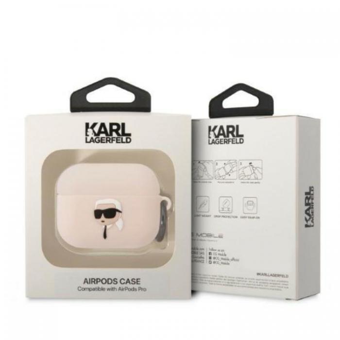 KARL LAGERFELD - Karl Lagerfeld AirPods Pro Skal Silicone Karl Head 3D - Rosa