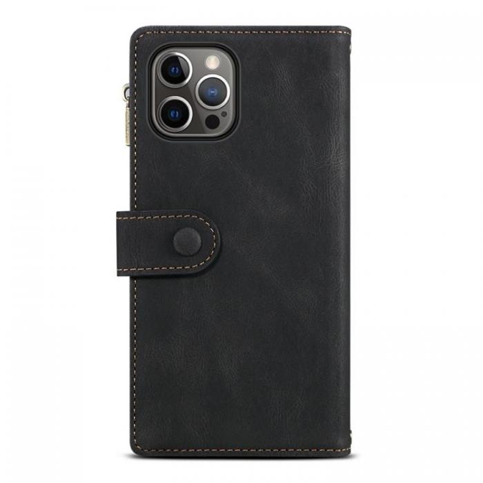 A-One Brand - iPhone 14 Pro Max Plnboksfodral Flap Zipper Strap - Svart