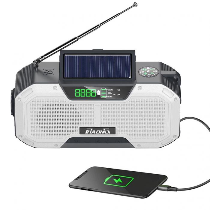 UTGATT5 - vev-radio 2000mAh Powerbank, Solceller, Ficklampa, Kompass