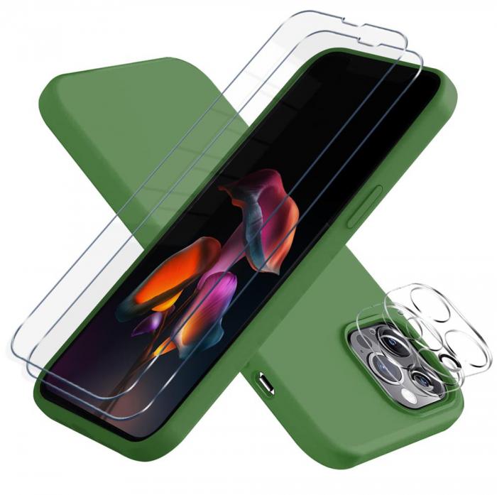 OEM - iPhone 13 Pro [5-PACK] 1 X Skal - 2 X Kameralinsskydd - 2 X Hrdat Glas - Grn