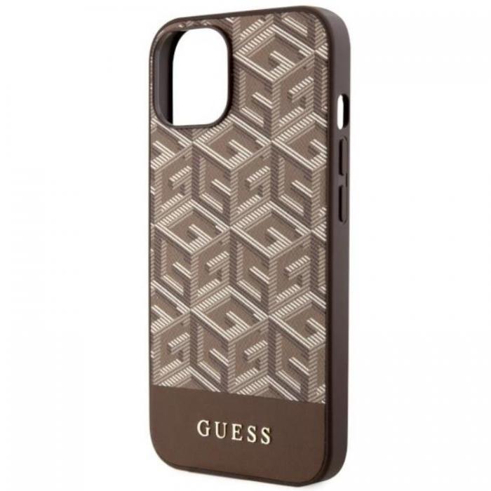 Guess - Guess iPhone 14 Plus Mobilskal MagSafe GCube Stripes - Brun
