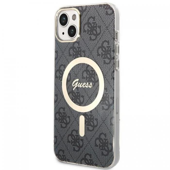 Guess - GUESS iPhone 14 Plus Magsafe Skal 4G Print + Trdls Laddare - Svart