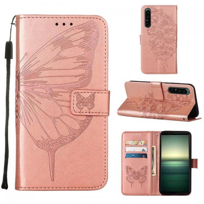 A-One Brand - Sony Xperia 1 IV Plnboksfodral Butterfly - Rosa Guld