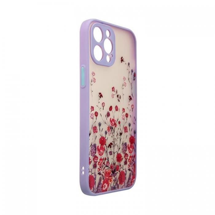 A-One Brand - iPhone 12 Pro Max Skal Flower Design - Lila