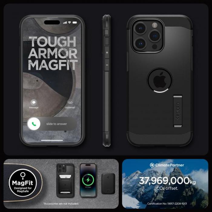 Spigen - Spigen iPhone 15 Mobilskal Magsafe Tough Armor - Svart