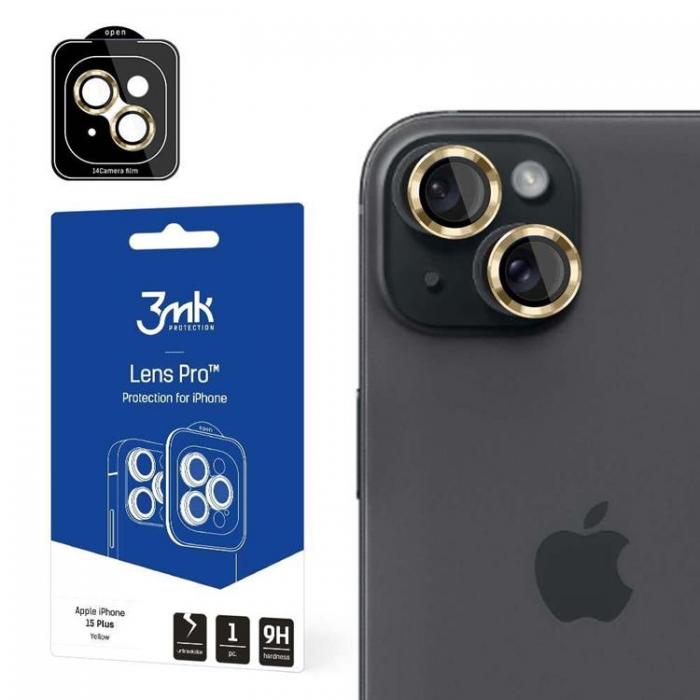 3MK - 3MK iPhone 15 Plus Kameralinsskydd i Hrdat glas Pro - Gul