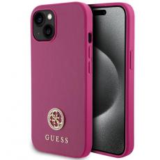 Guess - Guess iPhone 15 Mobilskal Strass Metal Logo - Rosa