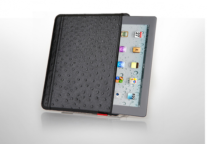 UTGATT4 - Zenus Masstige Ostrich Fodral till iPad 2/3/4 - Svart