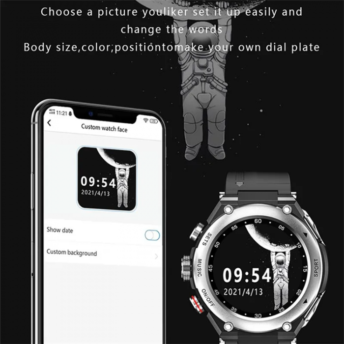 LEMFO - 2-i-1 Smart Watch med Earbuds TWS Bluetooth 5.0 - Silver