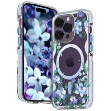 Kingxbar - Kingxbar iPhone 14 Pro Max Skal Magsafe Flora - Orchid