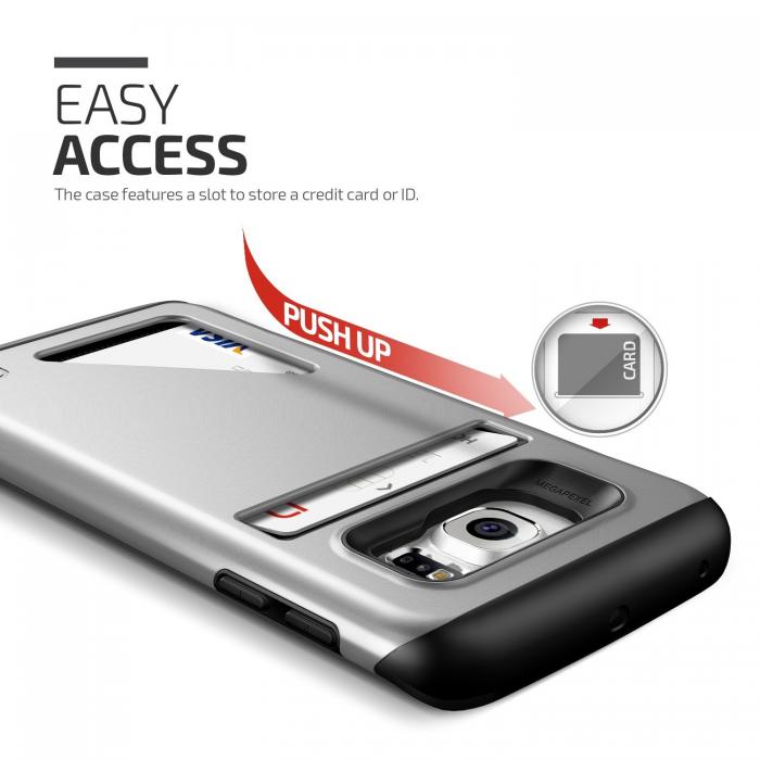 UTGATT5 - Lific Mighty Card Defense Skal till Samsung Galaxy S6 Edge - Silver