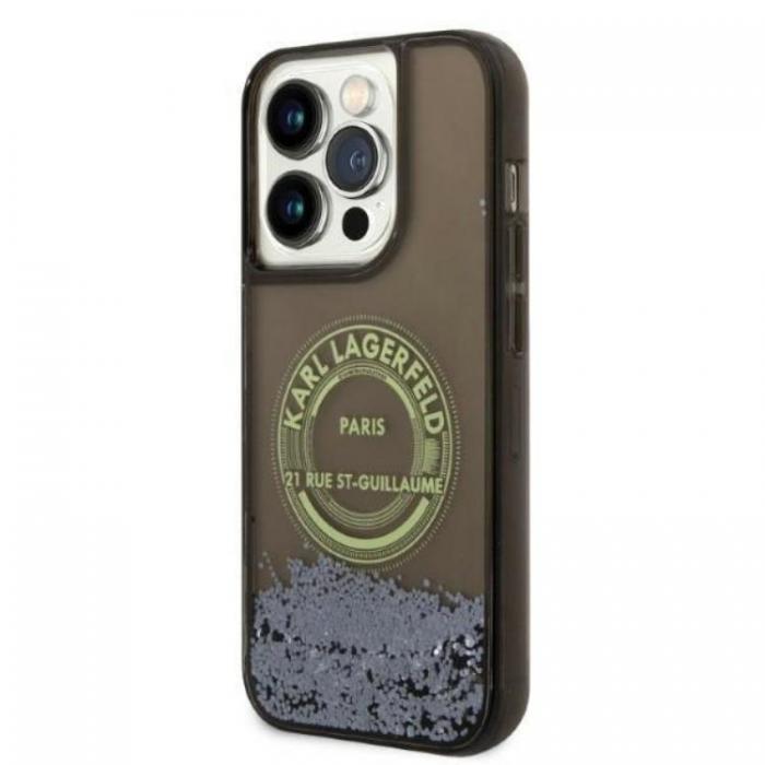 KARL LAGERFELD - Karl Lagerfeld iPhone 14 Pro Skal Liquid Glitter RSG - Svart