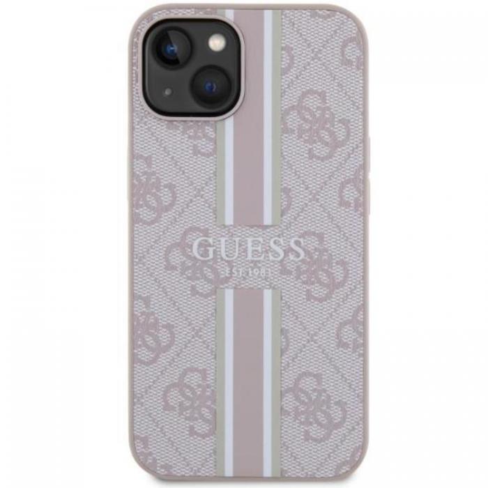 Guess - Guess iPhone 14 Plus Mobilskal MagSafe 4G Printed Stripes Rosa
