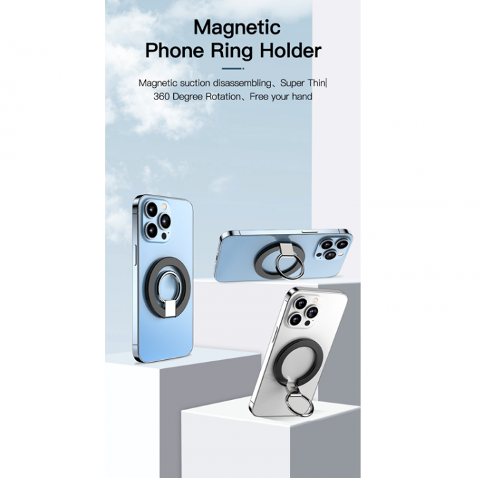 A-One Brand - Magsafe Magnetic Ringhllare Till Mobiltelefon - Vit