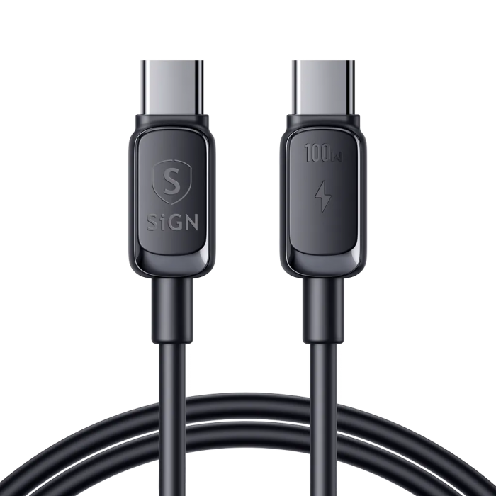 SiGN - SiGN USB-C till USB-C Kablar 0.25m 100W - Svart